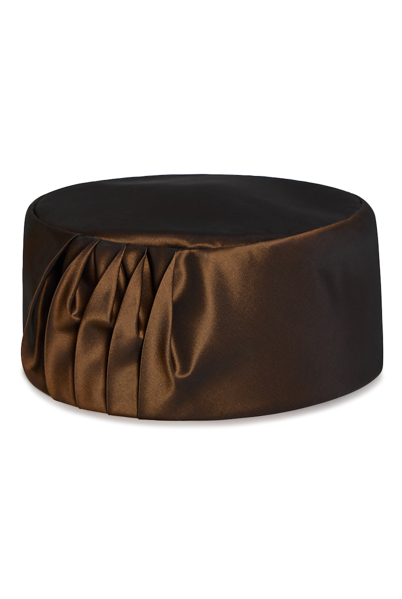 Sculpted Pillbox Hat: Taffeta Rainwear